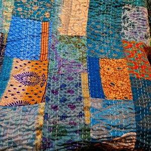 King Indian Silk Patchwork Blanket